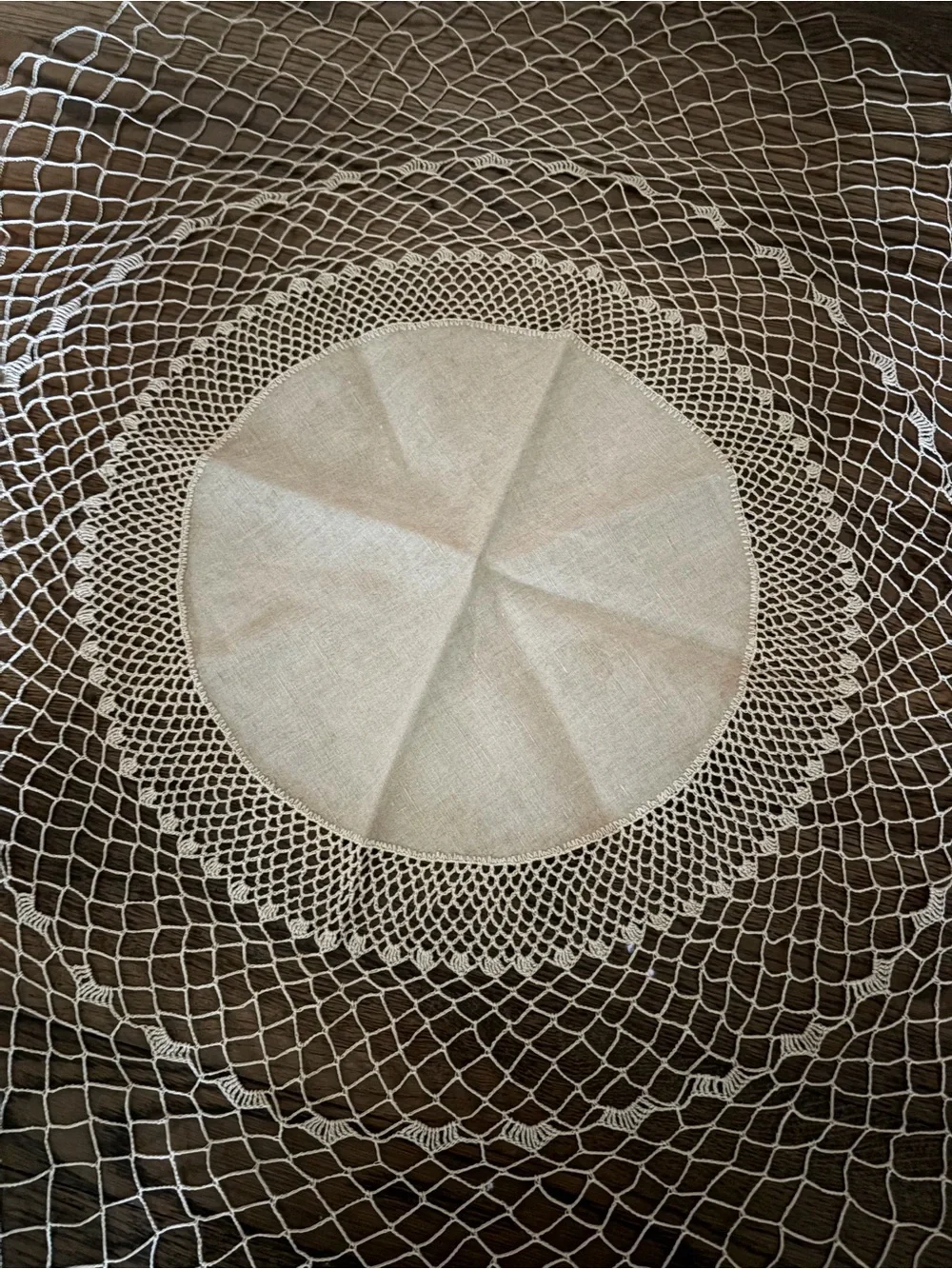 Handmade Cream Crochet Doily - Classic Table Centerpiece